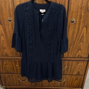 LOFT Navy Dress with Lace Detail Size 0